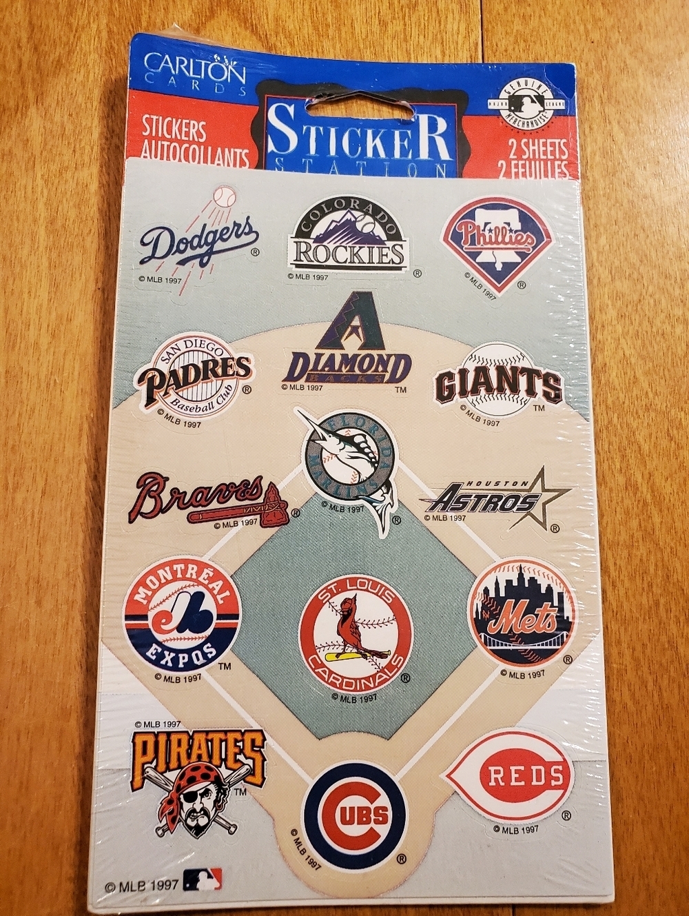 Carlton Cards Sealed MLB Baseball Logo Sticker Sheets Reds Mets Giants 90s